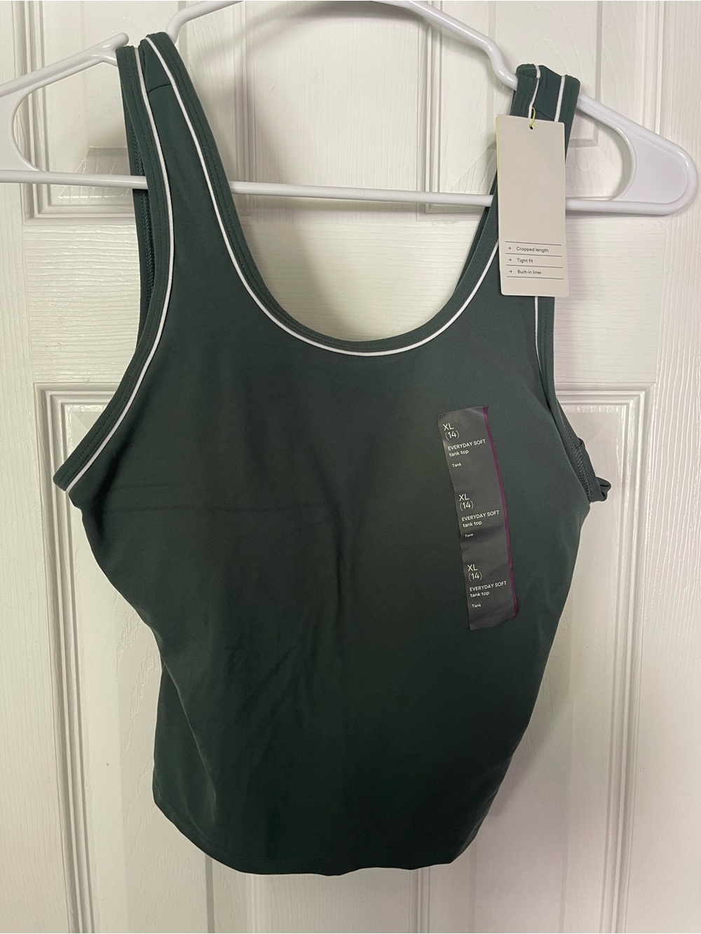 all in motion Dark Green Tank Top with White Piping